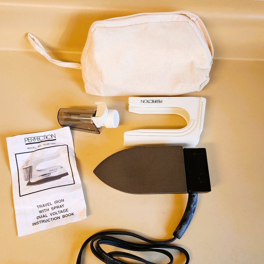 Vintage Perfection Travel Iron Compact W/ Spray Lightweight Non-Stick H14A-1455